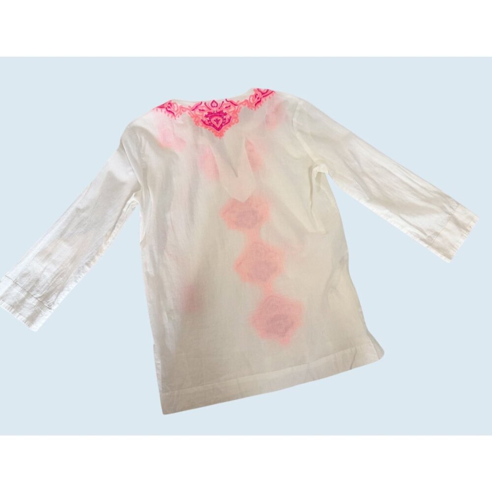 LILLY PULITZER Amelia Island Tunic White Neon Pink Size XS - Picture 7 of 8